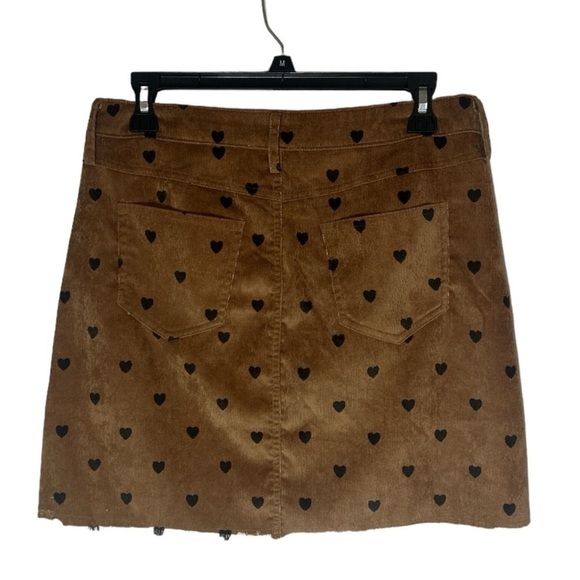 Umgee lightweight brown skirt with black hearts size M - Picture 2 of 7